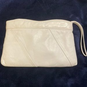 Vintage White Genuine Leather Wristlet Purse Handbag Borsa Veneto